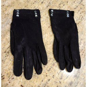 Vintage Crescendoe Leather Suede Gloves Womens Size 6.5 ~ 6" Button Edge Accent